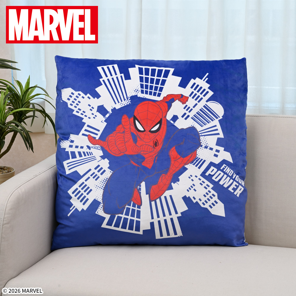MARVEL　スーパーギガザッカぐらもっちクッション　スパイダーマン（ブルー×ホワイト）